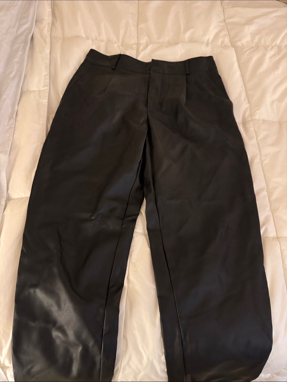 Banana Republic Black Faux Leather Straight-Leg Pants